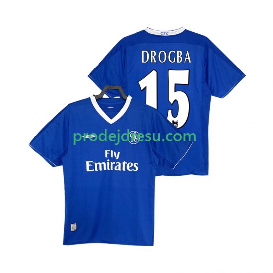 Chelsea Dresy Fotbal DROGBA 15 2003 2005 Retro Muž Domácí Krátký rukáv