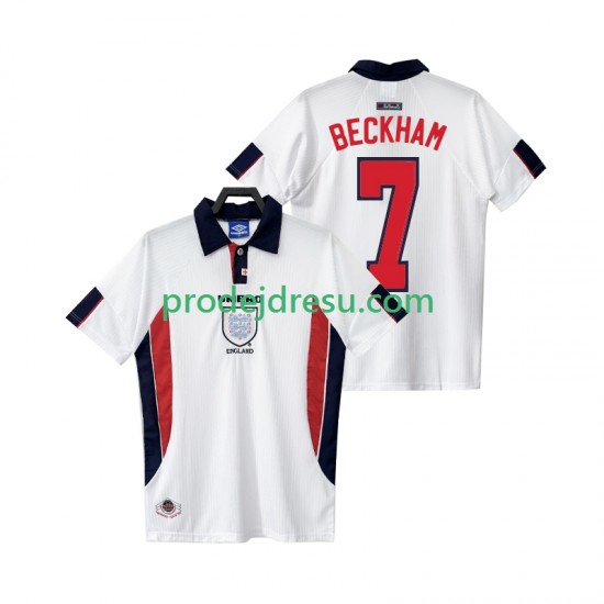 Anglie Dresy Fotbal BECKHAM 7 Retro Muž Domácí 1998 Krátký rukáv