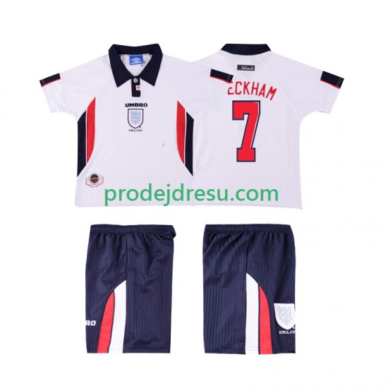Anglie Dresy Fotbal Beckham 7 Retro Dětský Domácí 1998 Krátký rukáv