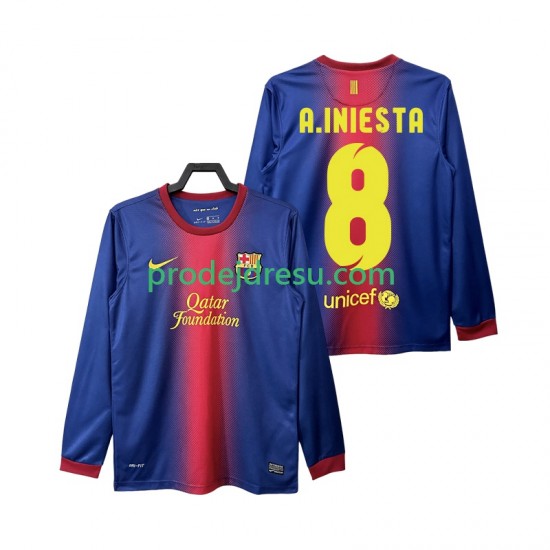 FC Barcelona Dresy Fotbal A INIESTA 8 2012 2013 Retro Muž Domácí Dlouhý rukáv