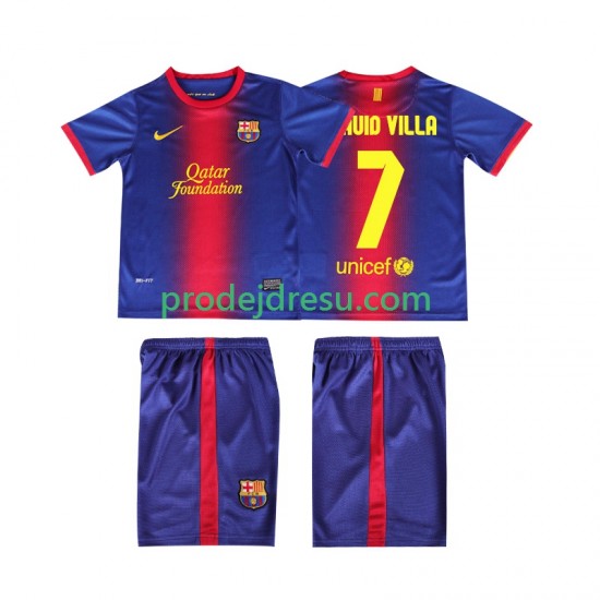 FC Barcelona Dresy Fotbal DAUID VILLA 7 2012 2013 Retro Dětský Domácí Krátký rukáv