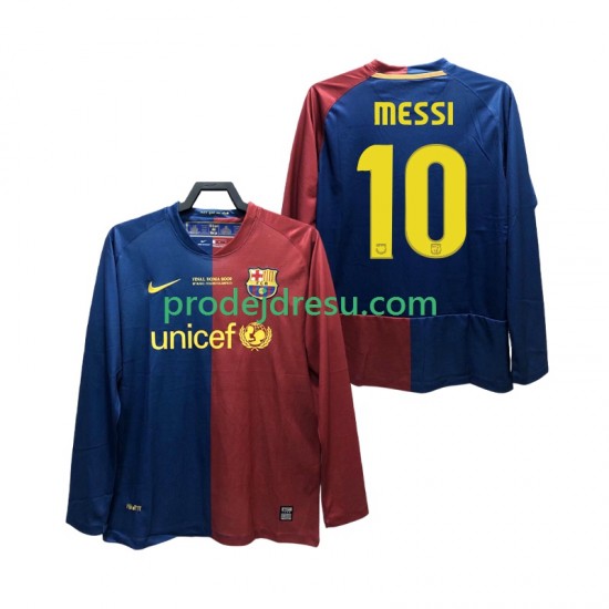FC Barcelona Dresy Fotbal Lionel Messi 10 Champions League 2009 Retro Muž Domácí 2008 Dlouhý rukáv