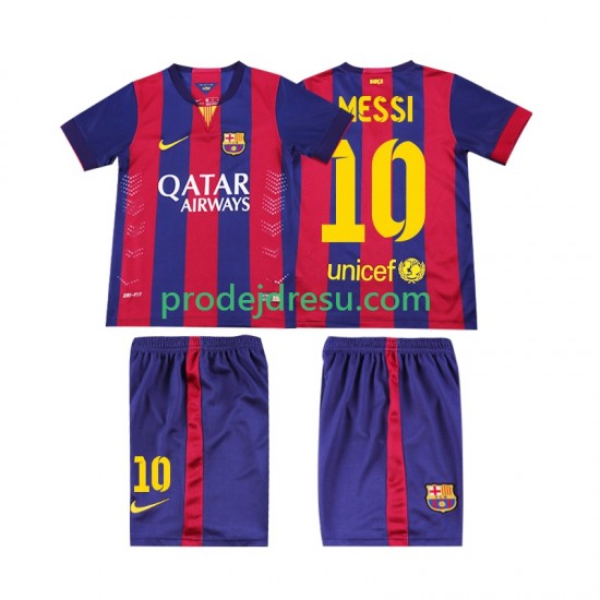 FC Barcelona Dresy Fotbal Lionel Messi 10 2014 2015 Retro Dětský Domácí Krátký rukáv