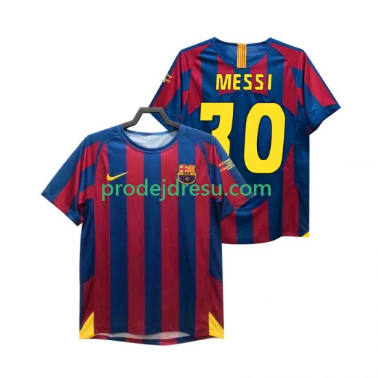 FC Barcelona Dresy Fotbal Lionel Messi 30 Champions League 2005 Retro Muž Domácí 2006 Krátký rukáv