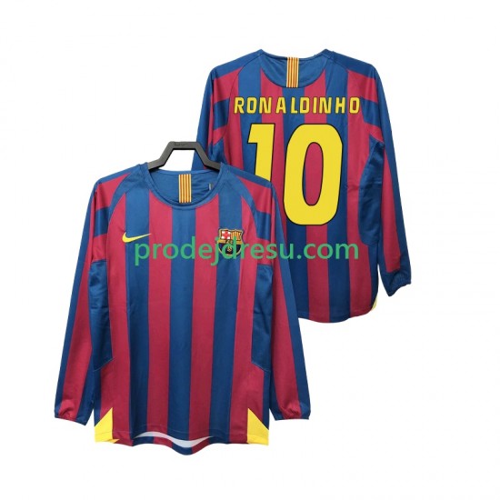 FC Barcelona Dresy Fotbal RONALDINHO 10 2005 Retro Muž Domácí 2006 Dlouhý rukáv