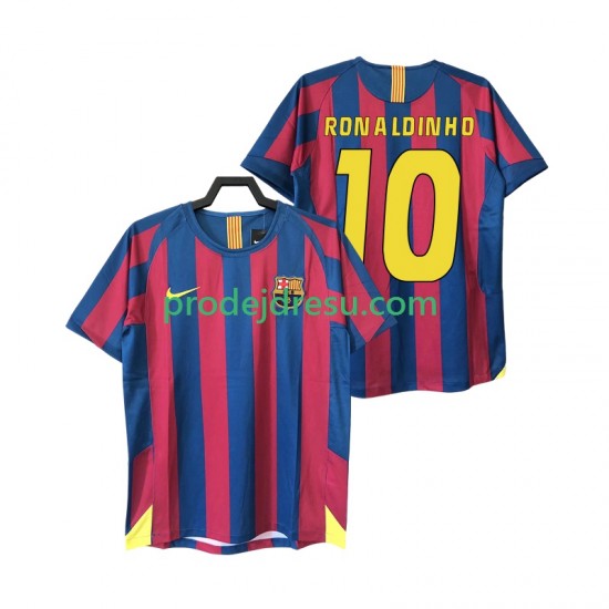 FC Barcelona Dresy Fotbal RONALDINHO 10 2005 Retro Muž Domácí 2006 Krátký rukáv