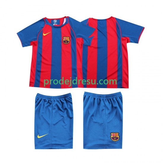 FC Barcelona Dresy Fotbal 2005 Retro Dětský Domácí 2004 Krátký rukáv