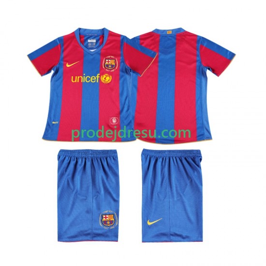 FC Barcelona Dresy Fotbal 2007 Retro Dětský Domácí 2008 Krátký rukáv