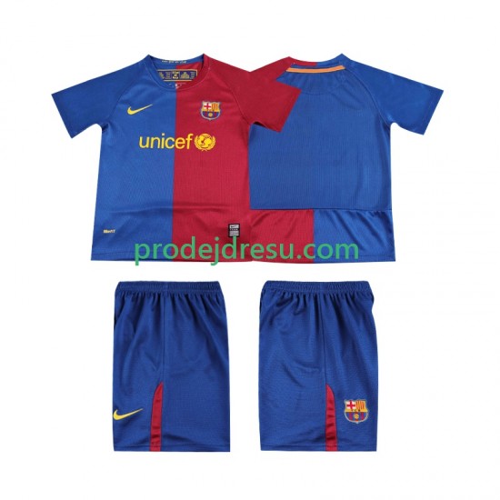 FC Barcelona Dresy Fotbal 2009 Retro Dětský Domácí 2008 Krátký rukáv