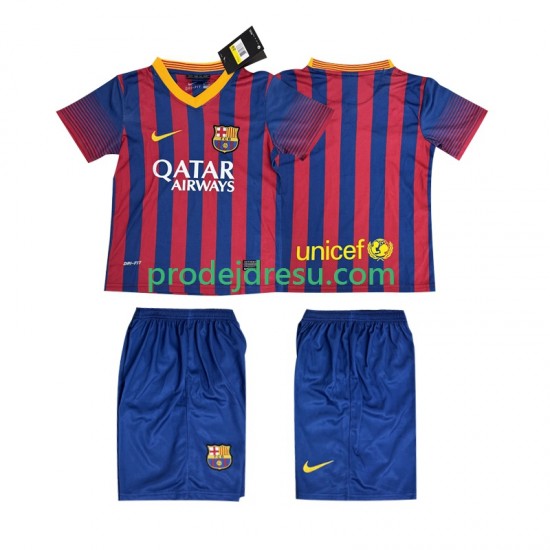 FC Barcelona Dresy Fotbal 2013 2014 Retro Dětský Domácí Krátký rukáv