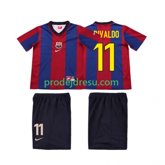 FC Barcelona Dresy Fotbal Ronaldo 11 Retro Dětský Domácí 1998 1999 Krátký rukáv