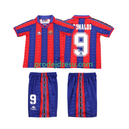 FC Barcelona Dresy Fotbal Ronaldo 1996 1997 Retro Dětský Domácí Krátký rukáv