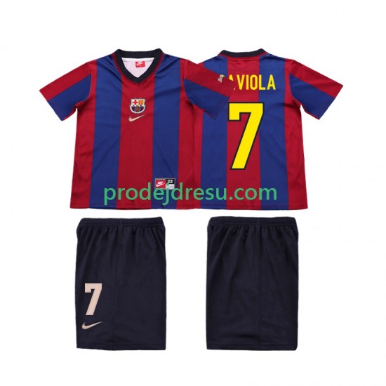 FC Barcelona Dresy Fotbal SAVIOLA 7 Retro Dětský Domácí 1998 1999 Krátký rukáv