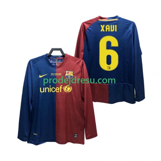 FC Barcelona Dresy Fotbal XAVI 6 Champions League 2009 Retro Muž Domácí 2008 Dlouhý rukáv