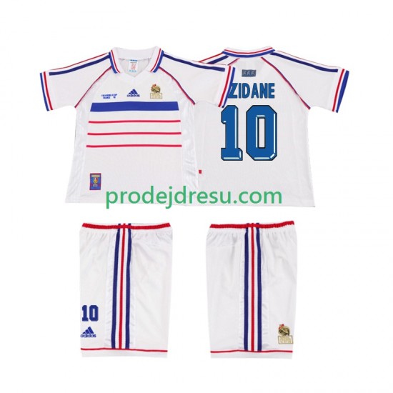 Francie Dresy Fotbal ZIDANE 10 Retro Dětský Venkovní 1998 Krátký rukáv