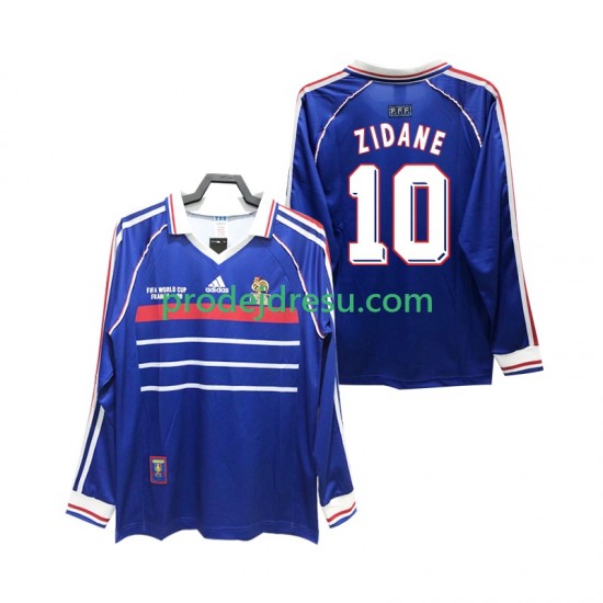 Francie Dresy Fotbal ZIDANE 10 Retro Muž Domácí 1998 Dlouhý rukáv
