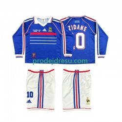 Francie Dresy Fotbal ZINANE 10 Retro Dětský Domácí 1998 Dlouhý rukáv