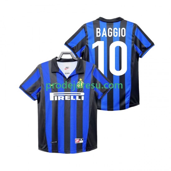 Inter Milán Dresy Fotbal BAGGIO 10 Retro Muž Domácí 1998 1999 Krátký rukáv