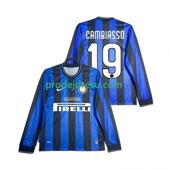 Inter Milán Dresy Fotbal CAMBIASSO 19 2009 Retro Muž Domácí 2010 Dlouhý rukáv