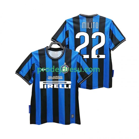 Inter Milán Dresy Fotbal MILITO 22 2009 Retro Muž Domácí 2010 Krátký rukáv