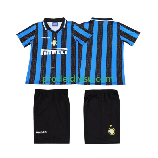 Inter Milán Dresy Fotbal 1997 Retro Dětský Domácí 1998 Krátký rukáv