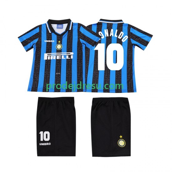 Inter Milán Dresy Fotbal Ronaldo 10 1997 Retro Dětský Domácí 1998 Krátký rukáv
