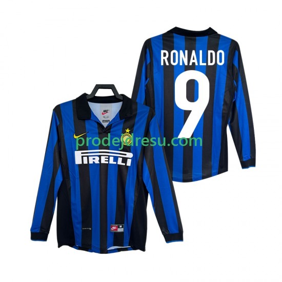 Inter Milán Dresy Fotbal Ronaldo 9 Retro Muž Domácí 1998 1999 Dlouhý rukáv