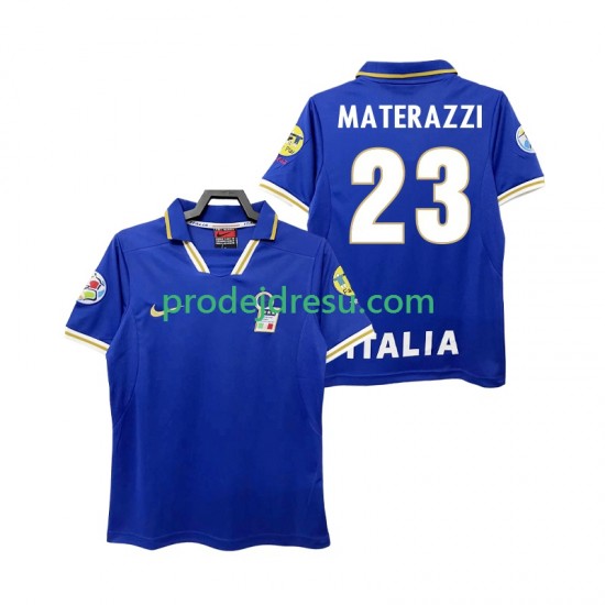 Itálie Dresy Fotbal MATERAZZI 23 1996 Retro Muž Domácí Krátký rukáv