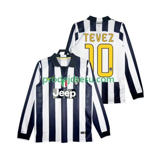 Juventus Dresy Fotbal TEVEZ 10 2014 2015 Retro Muž Domácí Dlouhý rukáv