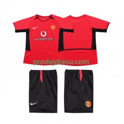 Manchester United Dresy Fotbal Retro Dětský Domácí 2004 2002 Krátký rukáv