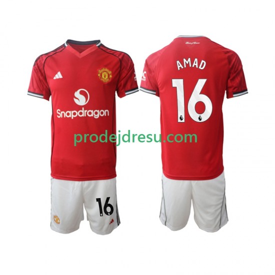 Manchester United Dresy Fotbal Amad Diallo 16 Dětský Domácí 2025-2026 Krátký rukáv