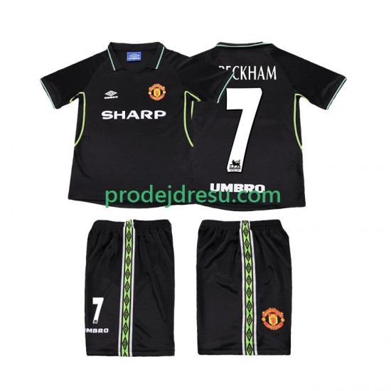 Manchester United Dresy Fotbal Beckham 7 Retro Dětský Alternativní 1998 1999 Krátký rukáv