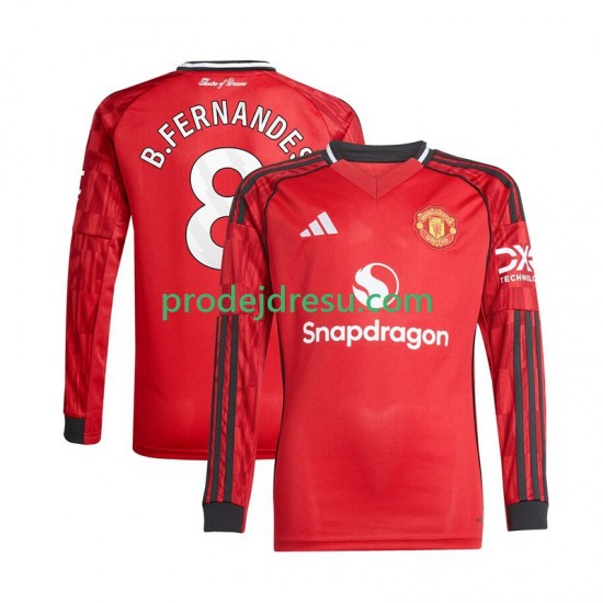 Manchester United Dresy Fotbal Bruno Fernandes 8 Muž Domácí 2025-2026 Dlouhý rukáv