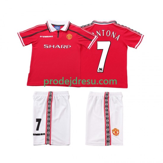 Manchester United Dresy Fotbal CONTONA 7 Retro Dětský Domácí 1998 1999 Krátký rukáv