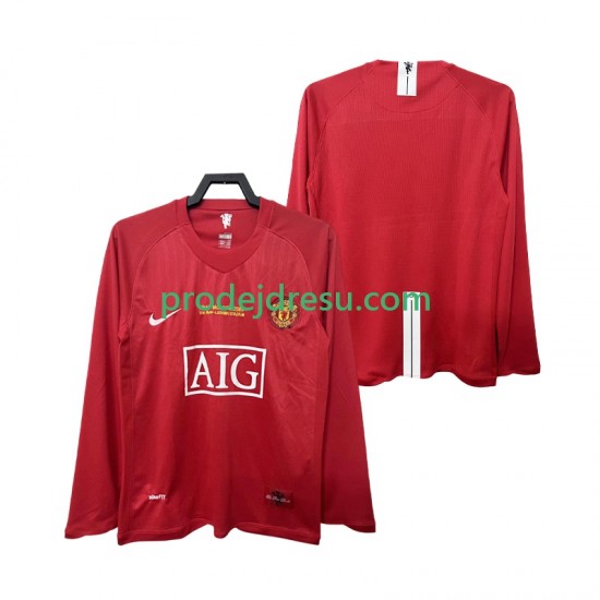 Manchester United Dresy Fotbal Champions League 2007 Retro Muž Domácí 2008 Dlouhý rukáv