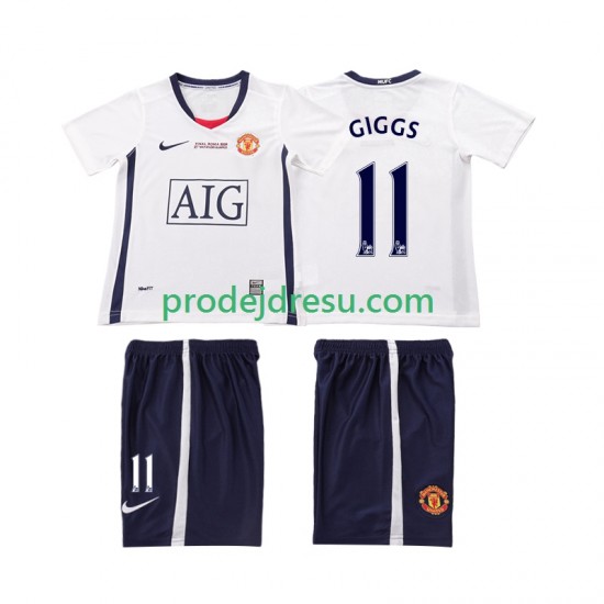 Manchester United Dresy Fotbal GIGGS 11 Champions League 2009 Retro Dětský Venkovní 2008 Krátký rukáv