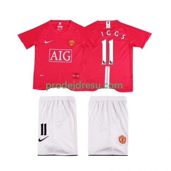 Manchester United Dresy Fotbal GIGGS 11 Premier League 2007 Retro Dětský Domácí 2008 Krátký rukáv