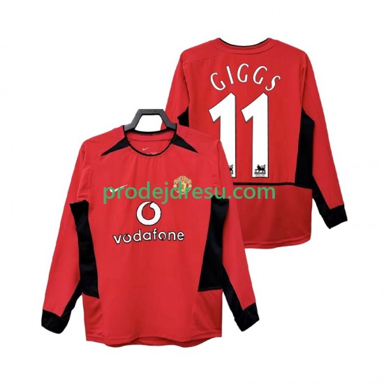 Manchester United Dresy Fotbal GIGGS 11 Retro Muž Domácí 2004 2002 Dlouhý rukáv