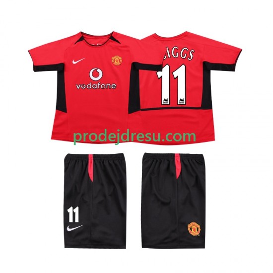 Manchester United Dresy Fotbal GIGGS 11 Retro Dětský Domácí 2004 2002 Krátký rukáv
