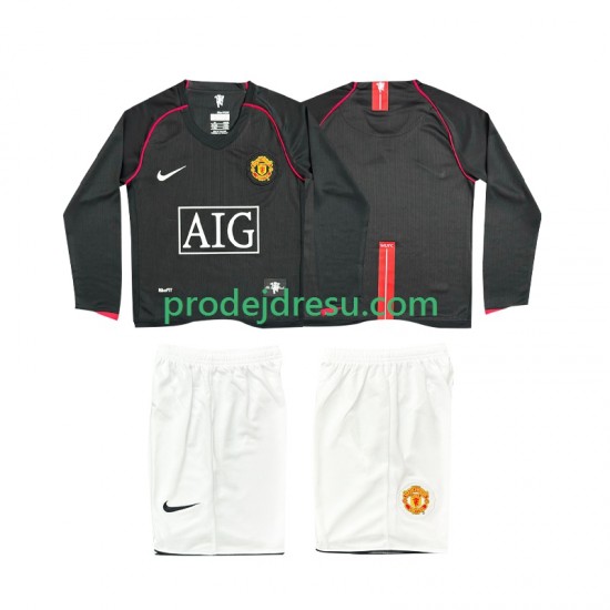 Manchester United Dresy Fotbal 2007 Retro Dětský Venkovní 2008 Dlouhý rukáv