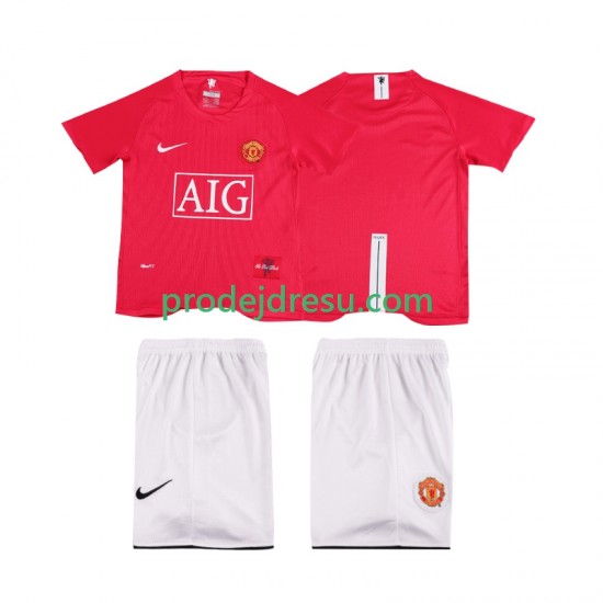 Manchester United Dresy Fotbal Premier League 2007 Retro Dětský Domácí 2008 Krátký rukáv