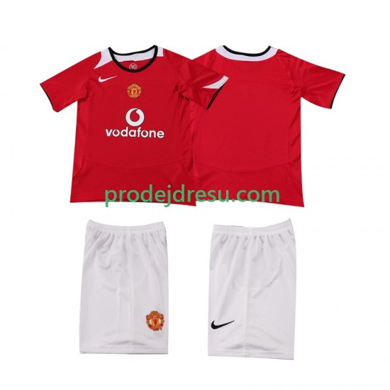 Manchester United Dresy Fotbal 2005 Retro Dětský Domácí 2006 Krátký rukáv