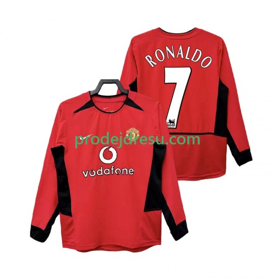 Manchester United Dresy Fotbal RONALDO 7 Retro Muž Domácí 2004 2002 Dlouhý rukáv