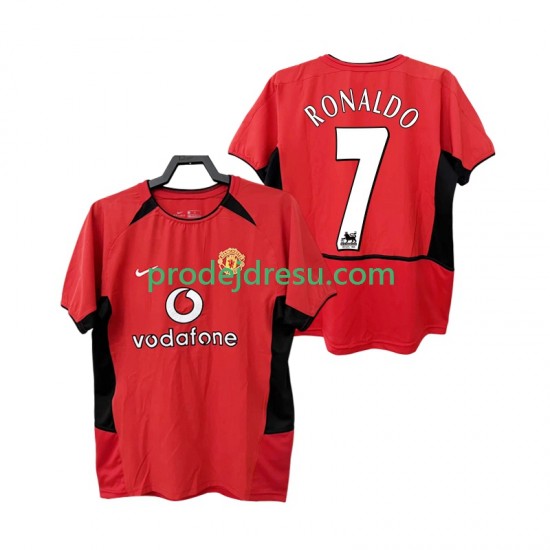 Manchester United Dresy Fotbal RONALDO 7 Retro Muž Domácí 2004 2002 Krátký rukáv