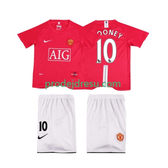 Manchester United Dresy Fotbal ROONEY 10 Premier League 2007 Retro Dětský Domácí 2008 Krátký rukáv