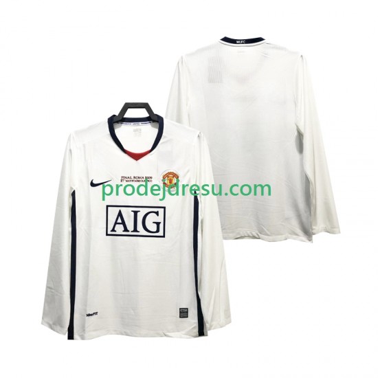 Manchester United Dresy Fotbal Champions League 2009 Retro Muž Venkovní 2008 Dlouhý rukáv