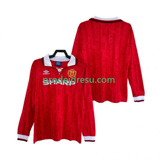 Manchester United Dresy Fotbal 1992 Retro Muž Domácí 1994 Dlouhý rukáv