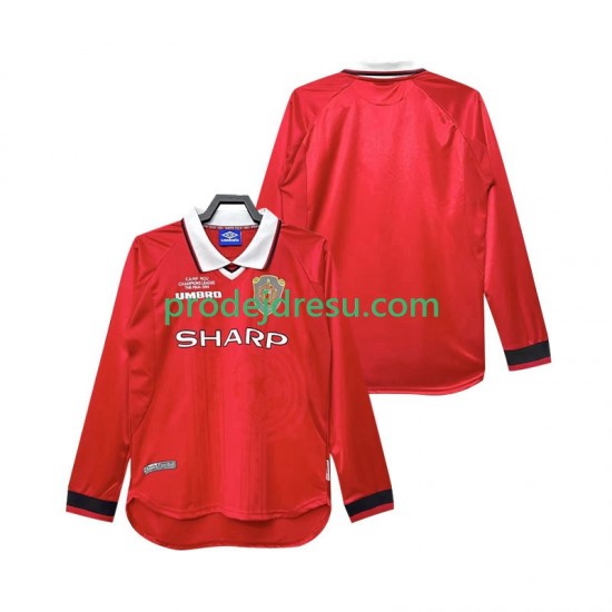 Manchester United Dresy Fotbal 2000 Retro Muž Domácí 1999 Dlouhý rukáv
