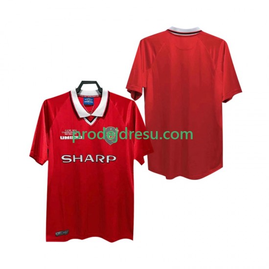 Manchester United Dresy Fotbal 2000 Retro Muž Domácí 1999 Krátký rukáv