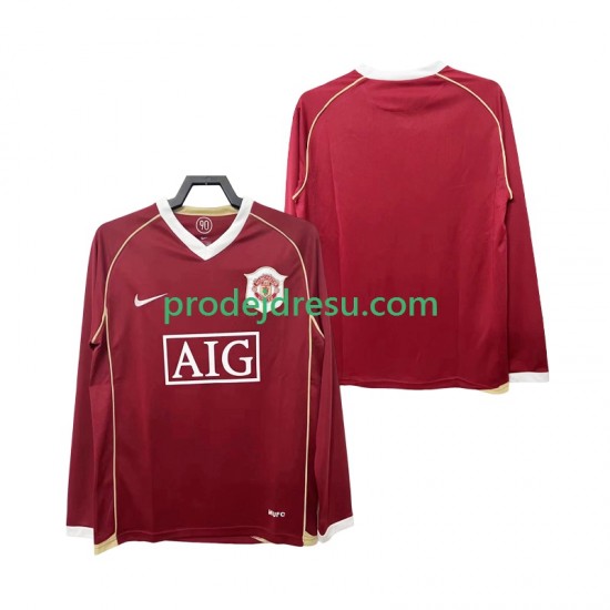 Manchester United Dresy Fotbal 2007 Retro Muž Domácí 2006 Dlouhý rukáv